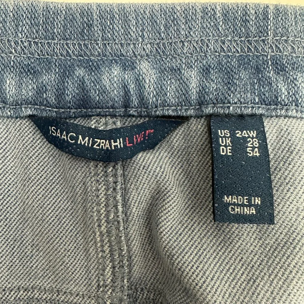 Isaac Mizrahi‎ Wide Leg Crop Women's size 24W Medium Wash Blue Denim Jeans